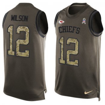 Men's Kansas City Chiefs #12 Albert Wilson Green Salute to Service Hot Pressing Player Name & Number Nike NFL Tank Top Jersey