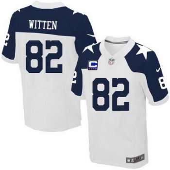 Nike Dallas Cowboys #82 Jason Witten White Thanksgiving C Patch Elite Jersey