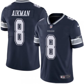 Nike Dallas Cowboys #8 Troy Aikman Navy Blue Team Color Men's Stitched NFL Vapor Untouchable Limited Jersey