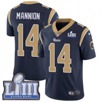 #14 Limited Sean Mannion Navy Blue Nike NFL Home Youth Jersey Los Angeles Rams Vapor Untouchable Super Bowl LIII Bound