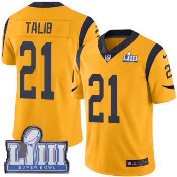 #21 Limited Aqib Talib Gold Nike NFL Youth Jersey Los Angeles Rams Rush Vapor Untouchable Super Bowl LIII Bound