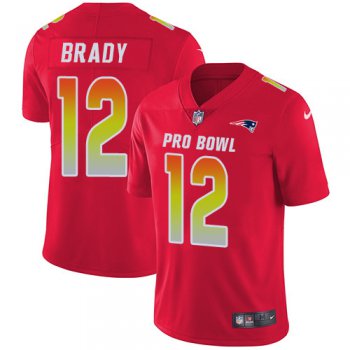 Nike New England Patriots #12 Tom Brady Red Men's Stitched NFL Limited AFC 2019 Pro Bowl Jersey