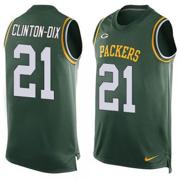 Men's Green Bay Packers #21 Ha Ha Clinton-Dix Green Hot Pressing Player Name & Number Nike NFL Tank Top Jersey