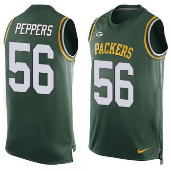 Men's Green Bay Packers #56 Julius Peppers Green Hot Pressing Player Name & Number Nike NFL Tank Top Jersey