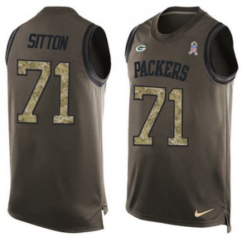 Men's Green Bay Packers #71 Josh Sitton Green Salute to Service Hot Pressing Player Name & Number Nike NFL Tank Top Jersey