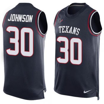 Men's Houston Texans #30 Kevin Johnson Navy Blue Hot Pressing Player Name & Number Nike NFL Tank Top Jersey