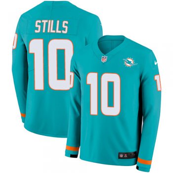 Nike Dolphins #10 Kenny Stills Aqua Green Team Color Men's Stitched NFL Limited Therma Long Sleeve Jersey