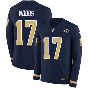 Nike Rams #17 Robert Woods Navy Blue Team Color Men's Stitched NFL Limited Therma Long Sleeve Jersey