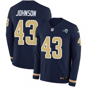 Nike Rams #43 John Johnson Navy Blue Team Color Men's Stitched NFL Limited Therma Long Sleeve Jersey