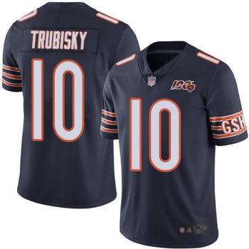 Chicago Bears #10 Mitchell Trubisky Navy Blue Team Color Men's Stitched Football 100th Season Vapor Limited Jersey