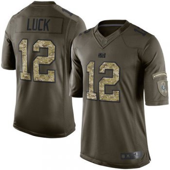 Colts #12 Andrew Luck Green Men's Stitched Football Limited 2015 Salute to Service Jersey