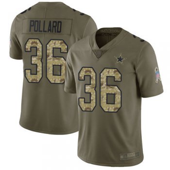 Cowboys #36 Tony Pollard Olive Camo Men's Stitched Football Limited 2017 Salute To Service Jersey