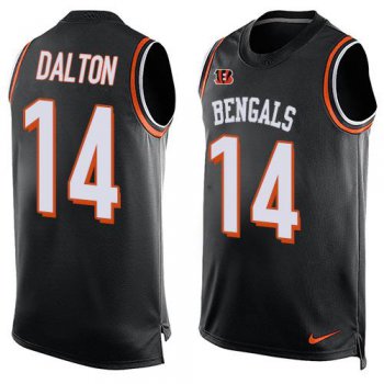 Men's Cincinnati Bengals #14 Andy Dalton Black Hot Pressing Player Name & Number Nike NFL Tank Top Jersey