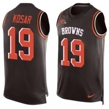 Men's Cleveland Browns #19 Bernie Kosar Brown Hot Pressing Player Name & Number Nike NFL Tank Top Jersey