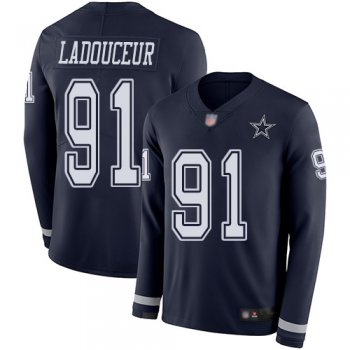 Dallas Cowboys #91 L. P. Ladouceur Men's Navy Blue Limited Therma Long Sleeve Football Jersey