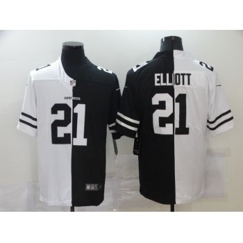 Men's Dallas Cowboys #21 Ezekiel Elliott White Black Peaceful Coexisting 2020 Vapor Untouchable Stitched NFL Nike Limited Jersey