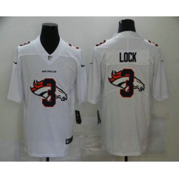 Men's Denver Broncos #3 Drew Lock White 2020 Shadow Logo Vapor Untouchable Stitched NFL Nike Limited Jersey
