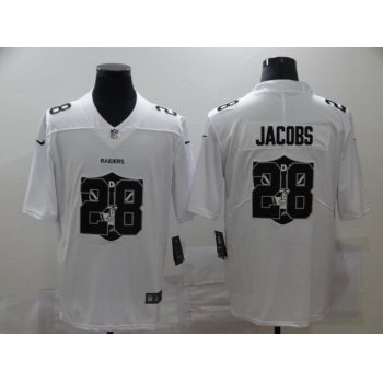 Men's Las Vegas Raiders #28 Josh Jacobs White 2020 Shadow Logo Vapor Untouchable Stitched NFL Nike Limited Jersey