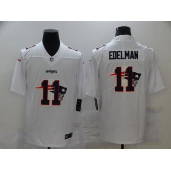 Men's New England Patriots #11 Julian Edelman White 2020 Shadow Logo Vapor Untouchable Stitched NFL Nike Limited Jersey