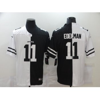 Men's New England Patriots #11 Julian Edelman White Black Peaceful Coexisting 2020 Vapor Untouchable Stitched NFL Nike Limited Jersey
