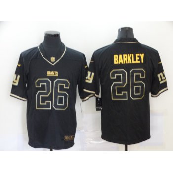 Men's New York Giants #26 Saquon Barkley Black 100th Season Golden Edition Jersey