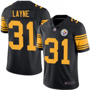 Steelers #31 Justin Layne Black Men's Stitched Football Limited Rush Jersey
