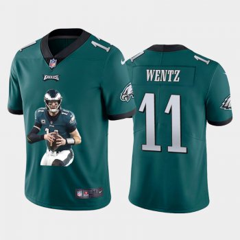 Men's Philadelphia Eagles #11 Carson Wentz Midnight Green Player Portrait Edition 2020 Vapor Untouchable Stitched NFL Nike Limited Jersey