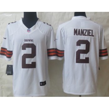 Nike Cleveland Browns #2 Johnny Manziel White Limited Jersey
