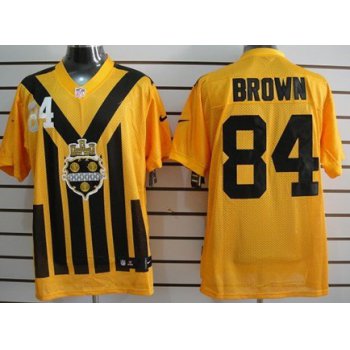 Nike Pittsburgh Steelers #84 Antonio Brown 1933 Yellow Throwback Jersey