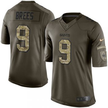 Nike Saints #9 Drew Brees Green Men's Stitched NFL Limited 2015 Salute To Service Jersey