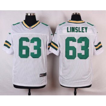 Men's Green Bay Packers #63 Corey Linsley White Road NFL Nike Elite Jersey