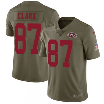 Men's Nike San Francisco 49ers #87 Dwight Clark Olive 2017 Salute to Service NFL Limited Stitched Jersey