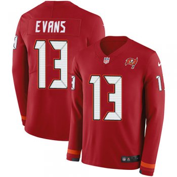 Nike Buccaneers #13 Mike Evans Red Team Color Men's Stitched NFL Limited Therma Long Sleeve Jersey