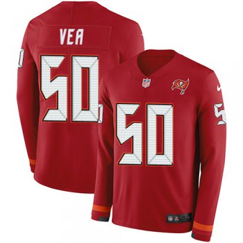 Nike Buccaneers #50 Vita Vea Red Team Color Men's Stitched NFL Limited Therma Long Sleeve Jersey