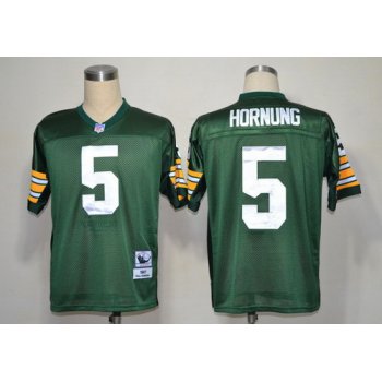 Green Bay Packers #5 Paul Hornung Green Short-Sleeved Throwback Jersey