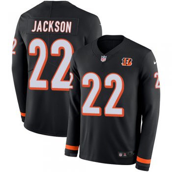 Nike Bengals #22 William Jackson Black Team Color Men's Stitched NFL Limited Therma Long Sleeve Jersey