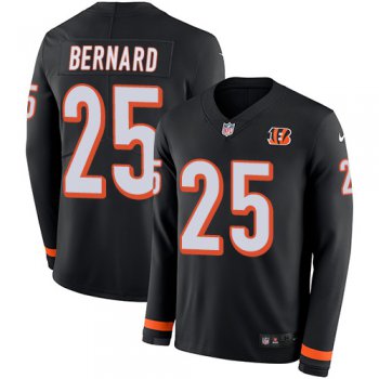 Nike Bengals #25 Giovani Bernard Black Team Color Men's Stitched NFL Limited Therma Long Sleeve Jersey