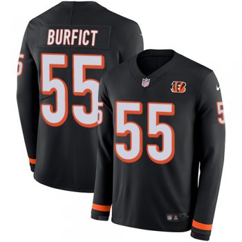 Nike Bengals #55 Vontaze Burfict Black Team Color Men's Stitched NFL Limited Therma Long Sleeve Jersey