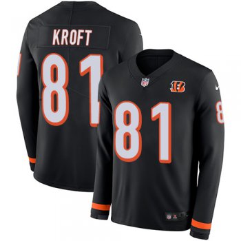 Nike Bengals #81 Tyler Kroft Black Team Color Men's Stitched NFL Limited Therma Long Sleeve Jersey