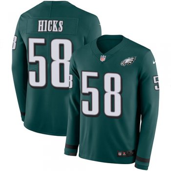 Nike Eagles 58 Jordan Hicks Midnight Green Team Color Men's Stitched NFL Limited Therma Long Sleeve Jersey