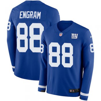 Nike Giants 88 Evan Engram Royal Blue Team Color Men's Stitched NFL Limited Therma Long Sleeve Jersey