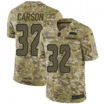 Nike Seahawks 32 Chris Carson Camo Men's Stitched NFL Limited 2018 Salute To Service Jersey