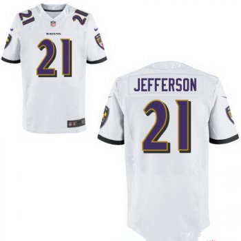 Men's Baltimore Ravens #21 Tony Jefferson White Road Stitched NFL Nike Elite Jersey