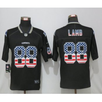 Men's Dallas Cowboys #88 CeeDee Lamb 2020 USA Flag Fashion Black Color Rush Stitched Nike Limited Jersey