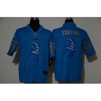 Men's Detroit Lions #9 Matthew Stafford Light Blue With Number Team Logo 2020 Vapor Untouchable Stitched NFL Nike Limited Jersey