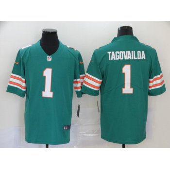 Men's Miami Dolphins #1 Tua Tagovailoa Green 2020 Color Rush Stitched NFL Nike Limited Jersey