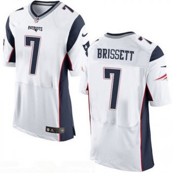 Men's New England Patriots #7 Jacoby Brissett NEW White Road Stitched NFL Nike Elite Jersey