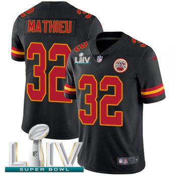 Nike Chiefs #32 Tyrann Mathieu Black Super Bowl LIV 2020 Youth Stitched NFL Limited Rush Jersey