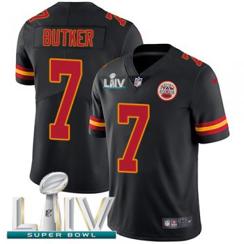 Nike Chiefs #7 Harrison Butker Black Super Bowl LIV 2020 Youth Stitched NFL Limited Rush Jersey