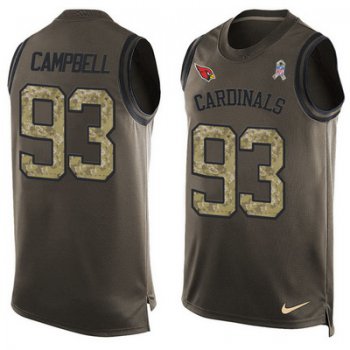 Men's Arizona Cardinals #93 Calais Campbell Green Salute to Service Hot Pressing Player Name & Number Nike NFL Tank Top Jersey